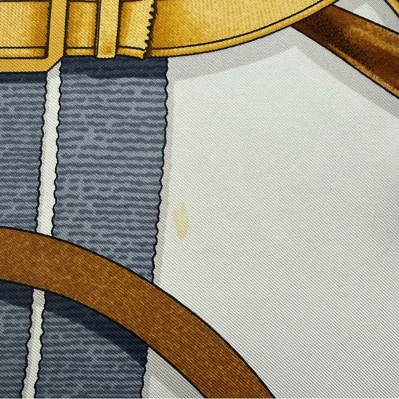 Hermes Silk Scarf with Gold Tack & Green Border - Picture 12 of 12